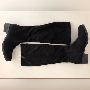 Bussola Genuine Suede Leather Knee-high Black Boots - European Size 37.